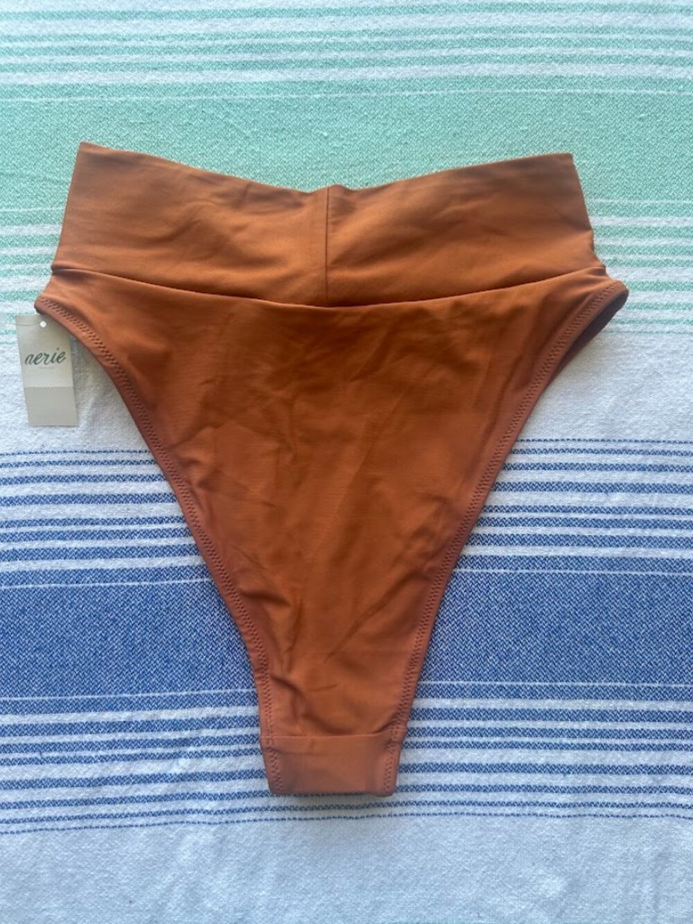 Aerie Ruched High Waisted Bikini Bottoms Rust Orange Size Small - Picture 6 of 6